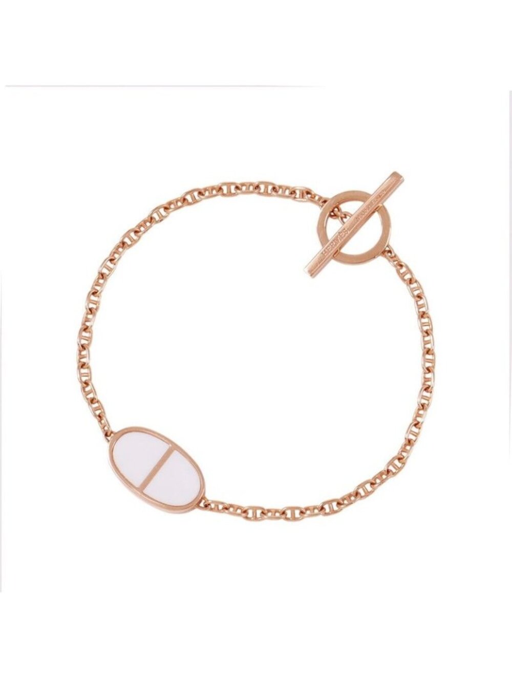 Hermes Bracelet Chaine D'ancre Verso 18K Pink Gold White Ceramic